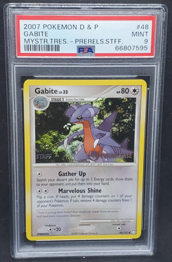 Pokemon PSA 9 MINT Gabite 48/123 Mysterious Treasures STAFF Prerelease Promo - Image 1