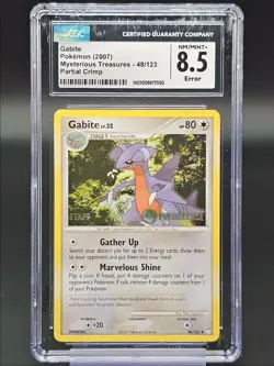 GABITE LV.32 2007 POKEMON MYSTERIOUS TREASURES STAFF PRERELEASE #48 CGC 8.5 - Image 1