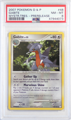 Pokemon Diamond & Pearl Mysterious Treasures # 48 Pre Release Gabite PSA 8 Card! - Image 1