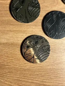 ERROR/MISPRINT Pokemon Missing Holo TCG Dragonite Gold Coins x5 Card Game Token - Image 2