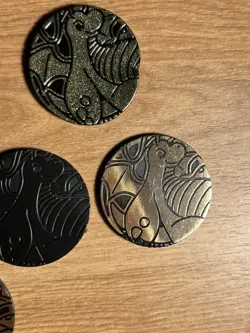 ERROR/MISPRINT Pokemon Missing Holo TCG Dragonite Gold Coins x5 Card Game Token - Image 3