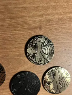 ERROR/MISPRINT Pokemon Missing Holo TCG Dragonite Gold Coins x5 Card Game Token - Image 4