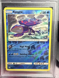 2019 Pokemon Sun & Moon Kyogre Reverse-Foil Cosmic Eclipse #53 PSA9 - Image 2