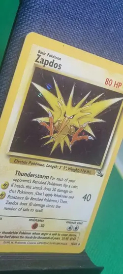 Pokemon TCG - Zapdos 15/62 Fossil Holo Rare WOTC 1999 Wizards Of The Coast LP - Image 2