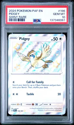 2024 POKEMON PAF EN-PALDEAN FATES SHINY RARE #196 PIDGEY PSA 10 - Image 1