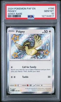 2024 POKEMON PAF EN-PALDEAN FATES SHINY RARE #196 PIDGEY PSA 10 - Image 1
