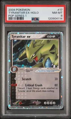 2004 POKEMON POP SER 1 #17 TYRANITAR EX-HOLO PSA 8 - Image 1