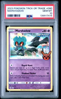 2023 POKEMON TRICK OR TRADE #080 MARSHADOW PSA 10 - Image 1