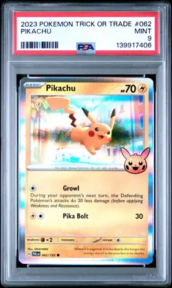 2023 POKEMON TRICK OR TRADE #062 PIKACHU PSA 9 - Image 1