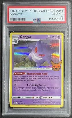 PSA 10 Gengar 066/196 2023 Trick or Trade Holo Low Pop - GEM MINT Pokemon TCG - Image 1