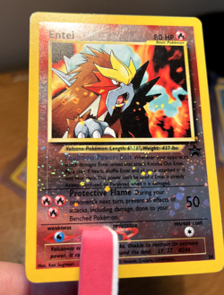 SWIRL 2001 Pokemon TCG Entei Black Star Promo #34 Reverse Holo NM+ Nintendo WOTC - Image 3