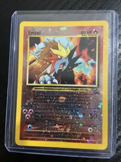 2001 Pokemon TCG Entei Black Star Promo #34 Reverse Holo Swirl NM Nintendo WOTC - Image 1