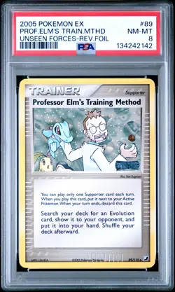 2005 POKEMON EX UNSEEN FORCES PROFESSOR ELM'S TRAINING METHOD-REVERSE FOIL PSA 8 - Image 1