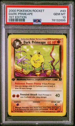 2000 Pokemon 1st Edition Team Rocket Dark Primape PSA 10 - Image 1