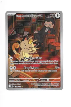 Team Rocket's Meowth 203/182 Illustration Rare Pokemon 2025 Destined Rivals NM - Image 1