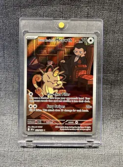 Team Rocket's Meowth 203/182 Illustration Rare Holo Destined Rivals Pokemon NM/M - Image 1