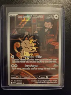 Team Rocket's Meowth 203/182 Illustration Rare Pokemon 2025 Destined Rivals NM - Image 1
