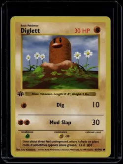 Pokemon TCG Diglett 47/102 Base Set Shadowless 1st Edition LP - Image 1