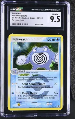 CGC 9.5 Poliwrath EX Fire Red & Leaf Green 11/112 Reverse Holo Pokemon Card - Image 1