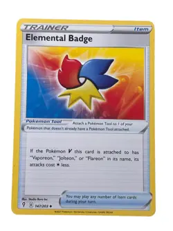 New: 2021 Pokemon TCG Elemental Badge 147 Evolving Skies Regular Uncommon - Image 1