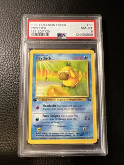 Pokemon TCG 1999 Psyduck Fossil 1st Edition 53/62 WOTC VINTAGE NM/MT PSA 8 - Image 1