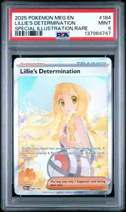 2025 POKEMON MEG SPECIAL ILLUSTRATION RARE #184 LILLIE'S DETERMINATION PSA 9 - Image 1