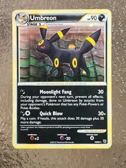 Pokemon TCG Umbreon 10/90 Undaunted Holo Rare Card Swirl 2010 NM - Image 1