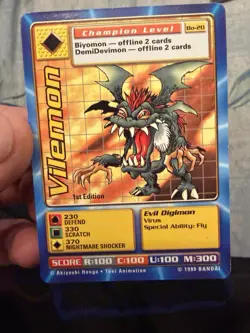 Bandai Digimon Trading Card 1st Edition Vilemon Bo-20 - Image 1