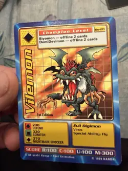 Bandai Digimon Trading Card 1st Edition Vilemon Bo-20 - Image 3