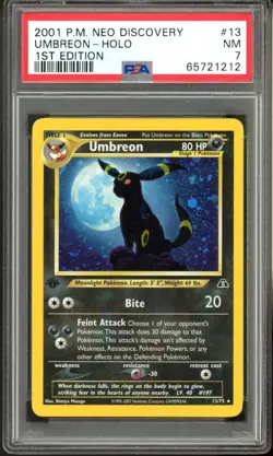 2001 Pokemon Neo Discovery 1st Edition Umbreon Holo #13 PSA 7 NM - Image 1