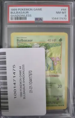 SHADOWLESS BULBASAUR #44 PSA 8-1999 POKEMON-BASE SET - Image 2
