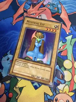 Vintage Yugioh Mystical Elf LOB-062 Legend of Blue Eyes White Dragon Super Rare - Image 1