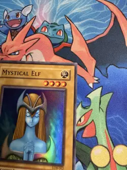 Vintage Yugioh Mystical Elf LOB-062 Legend of Blue Eyes White Dragon Super Rare - Image 5