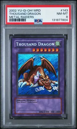 2002 Yu-Gi-Oh! Thousand Dragon Metal Raiders MRD Unlimited Secret Rare PSA 8 - Image 1