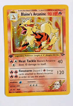 Pokemon: 1st Edition Blaine's Arcanine 1/132 Holo Rare. Gym Challenge. LP - Image 1