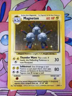 Magneton 9/102 Base Set Holo WOTC Pokemon Card TCG [MP] - Image 1