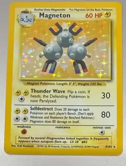 POKEMON TCG MAGNETON 9/102 RARE HOLO BASE SET GOOD CONDITION MP - Image 1