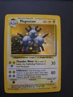 Pokemon TCG Card English Base Set Magneton 9/102 Holo Rare LP/MP - Image 1