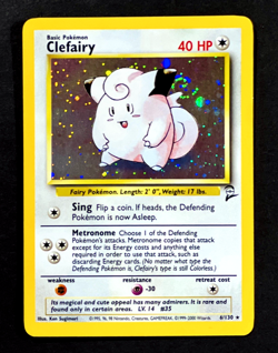 2000 Pokemon CLEFAIRY Base Set 2 Edition HOLO RARE Card 6/130 PERFECT SWIRL NM+ - Image 1