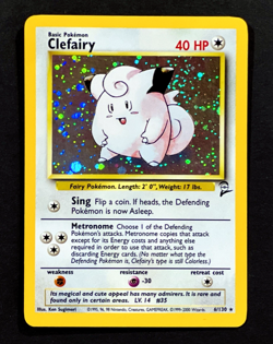2000 Pokemon CLEFAIRY Base Set 2 Edition HOLO RARE Card 6/130 PERFECT SWIRL NM+ - Image 2
