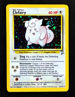 2000 Pokemon CLEFAIRY Base Set 2 Edition HOLO RARE Card 6/130 PERFECT SWIRL NM+ - Image 3