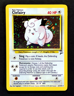 2000 Pokemon CLEFAIRY Base Set 2 Edition HOLO RARE Card 6/130 PERFECT SWIRL NM+ - Image 4
