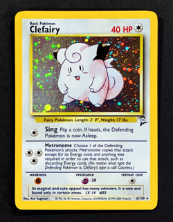 2000 Pokemon CLEFAIRY Base Set 2 Edition HOLO RARE Card 6/130 PERFECT SWIRL NM+ - Image 5