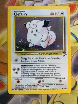 Clefairy 6/130 Base Set 2 Rare Holo Pokemon Card WOTC 2000 - NM / LP - Image 1