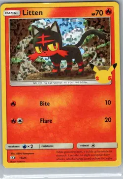 Litten - 15/25 Holo McDonald's 25th Anniversary Promos - Pokemon Card - NM - Image 1