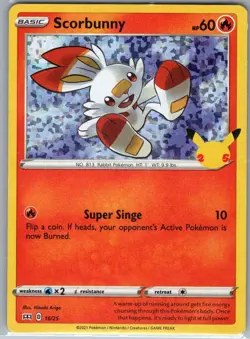 Scorbunny - 16/25 Holo McDonald's 25th Anniversary Promos - Pokemon Card - NM - Image 1