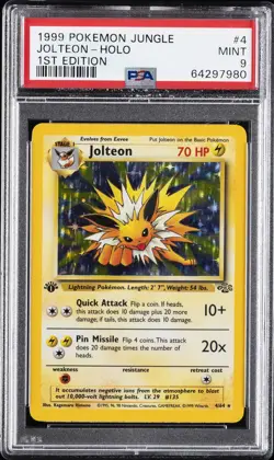 1999 POKEMON JUNGLE 1ST ED #4 JOLTEON-HOLO PSA 9 - Image 1