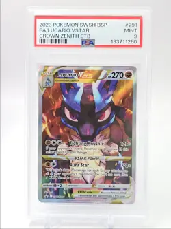 LUCARIO VSTAR 2023 POKEMON CROWN ZENITH BLACK STAR PROMO SWSH291 PSA 9 Q1514 - Image 1
