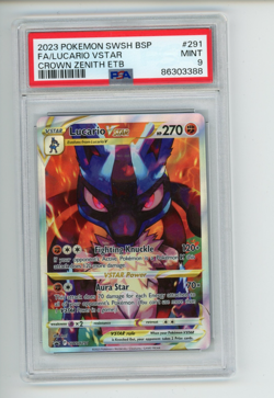 2023 Pokemon Crown Zenith ETB Lucario VSTAR SWSH291 Black Star Promo PSA 9 (388) - Image 1