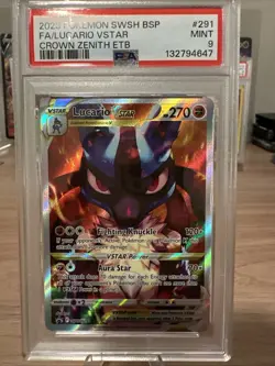 Pokemon Lucario VSTAR SWSH291 Black Star Promo Crown Zenith ETB PSA 9 - Image 1